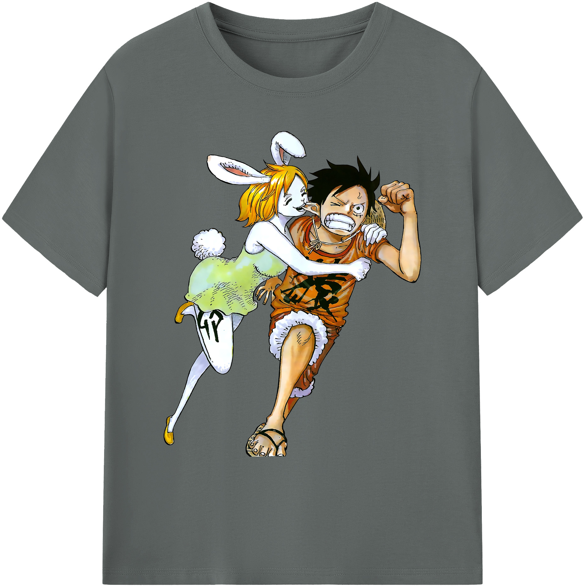 （画像用） ワンピース モンキー・D・ルフィ ONE PIECE Monkey D. Luffy 綿100％ メンズ半袖Tシャツ｜肌触りやわらか＆通気性